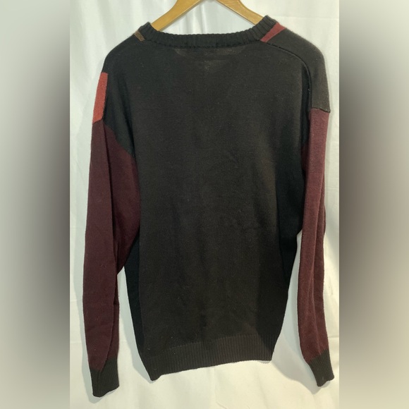 GIO FERRARI Mens Euro 56 XXL V-neck Sweater Merino Wool blend burgundy soft Y2K - Picture 5 of 8